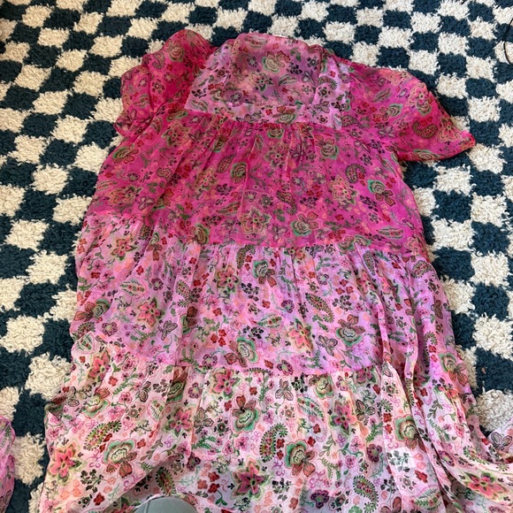 JOHNNY WAS Foxglove 100% Silk Dress With Printed Slip  Size 1X Pink Floral - Picture 3 of 3